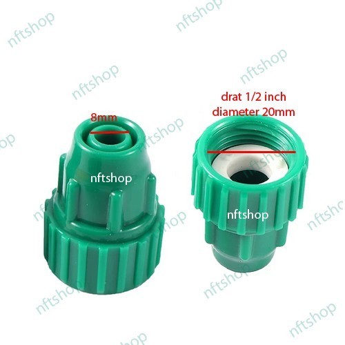 Connector / Konektor Drat Dalam / Female 1/2 Inch ke 3/8 Inch