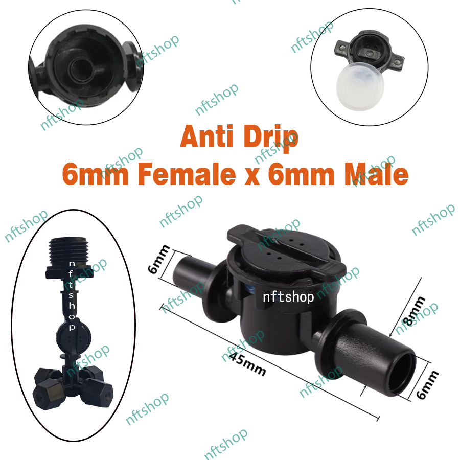 Female to Male Straight Anti Drip Sambungan Nozzle Anti Tetes 6mm