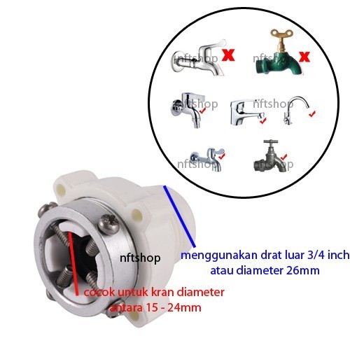 Konektor Sambungan Kepala Kran Drat 3/4 Inch