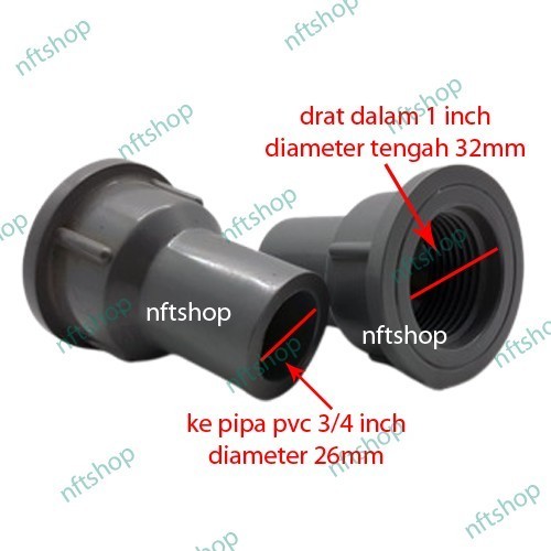 SDD - Sok Drat Dalam 1 x Pipa 3/4 inch
