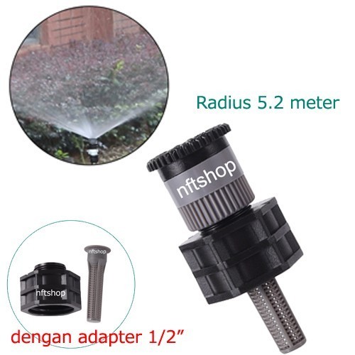 Sprinkler Pop Up Grey Nozzle 360 Alat Siram Taman Adapter 1/2 Inch