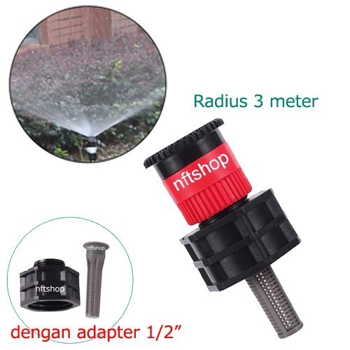Sprinkler Pop Up Red Nozzle 360 Alat Siram Taman Adapter 1/2 Inch